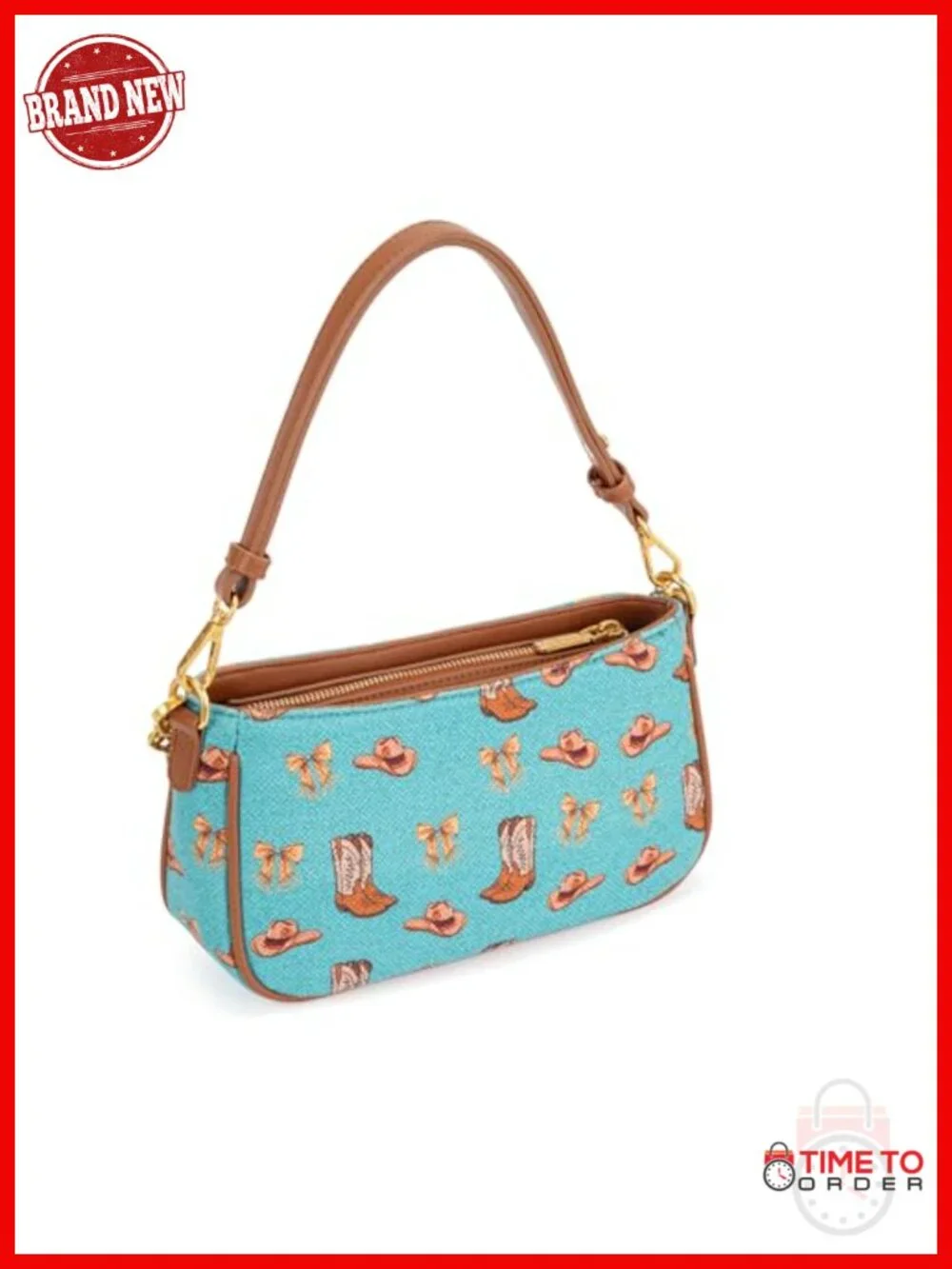 Canvas Western Hobo Handbag with Adjustable and Chain Strap